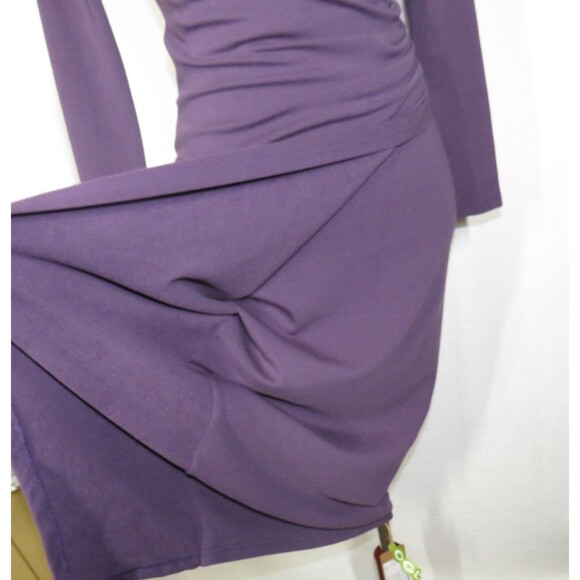 OGL MaxWarm Thermal Side Ruched Wrap Look Long Sleeve Dress Purple Sz Small - Picture 8 of 9